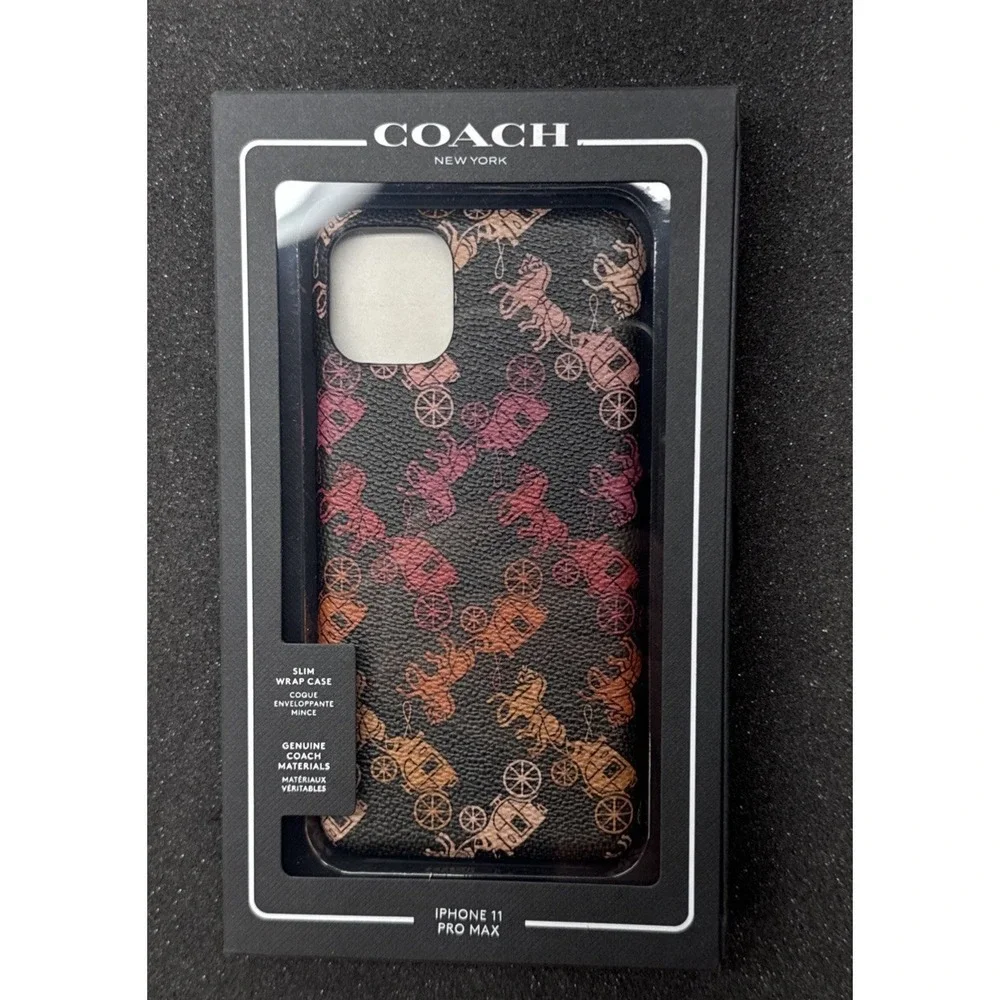 COACH NEW YORK Slim Wrap‎ Case iPhone 11 Pro Max Black Multi Color Horse Logo